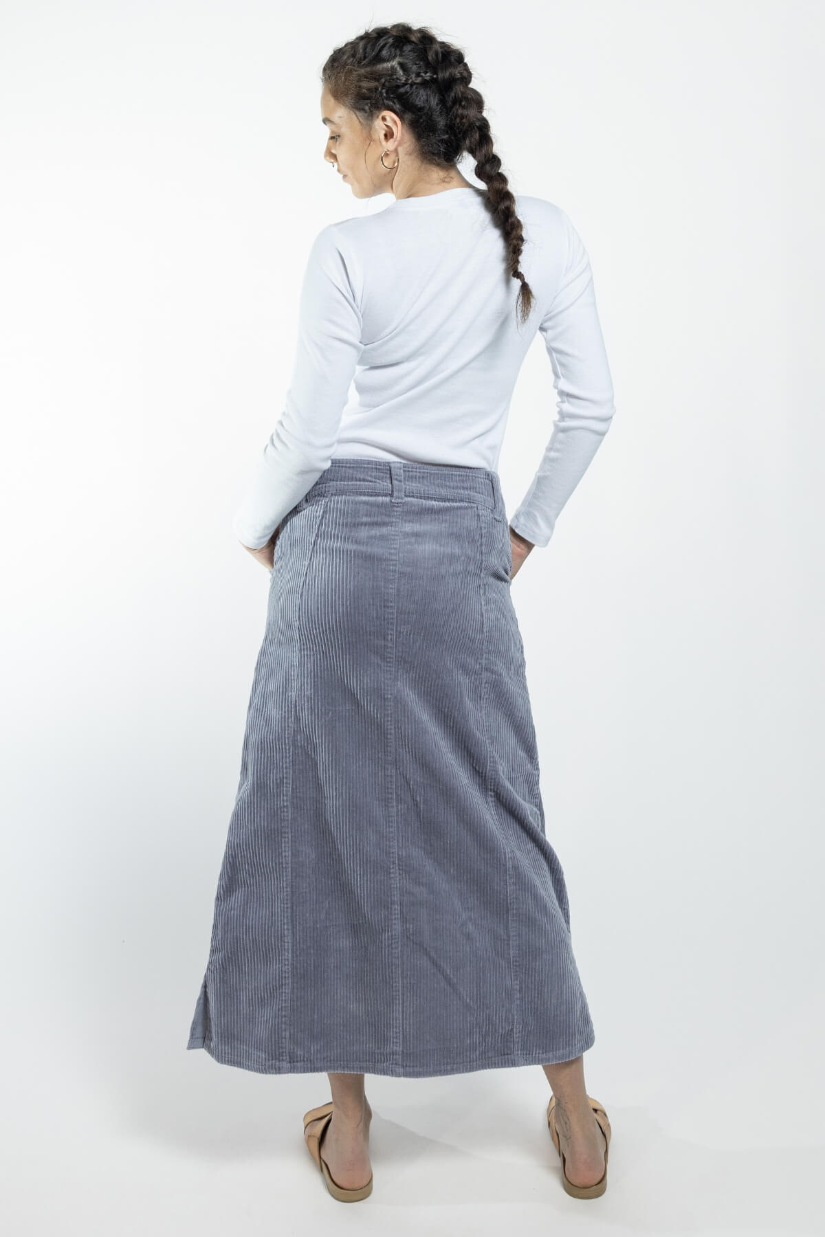 Surya Cotton Corduroy Maxi Skirt made in Nepal - rear view