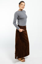 Surya Corduroy Maxi Skirt made in Nepal - right side view