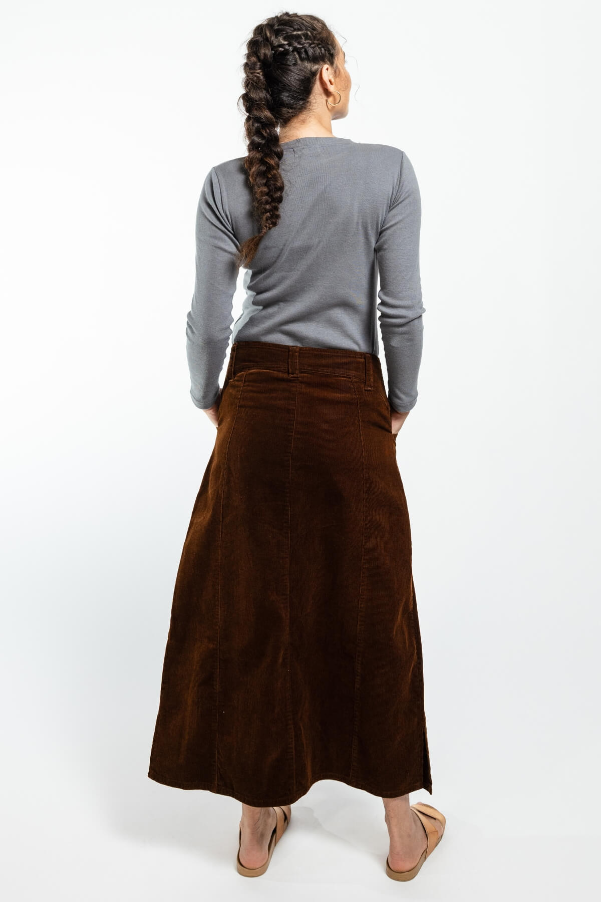 Surya Corduroy Maxi Skirt made in Nepal - rear view