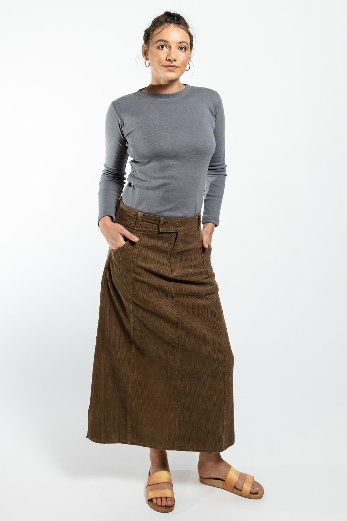 Surya Ethical Corduroy Skirt made in Nepal - Peanut colour