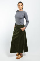 Surya Corduroy Maxi Skirt made in Nepal - left side view