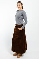 Surya Corduroy Maxi Skirt made in Nepal - left side view