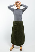 Surya Corduroy Skirt made in Nepal - khaki green