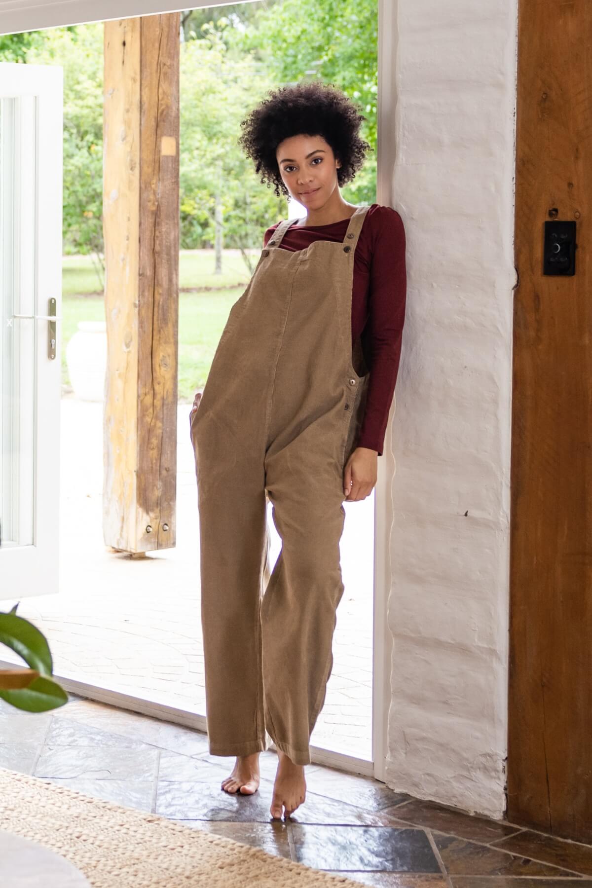 Surya Corduroy Overalls Dungarees made in Nepal - Sand