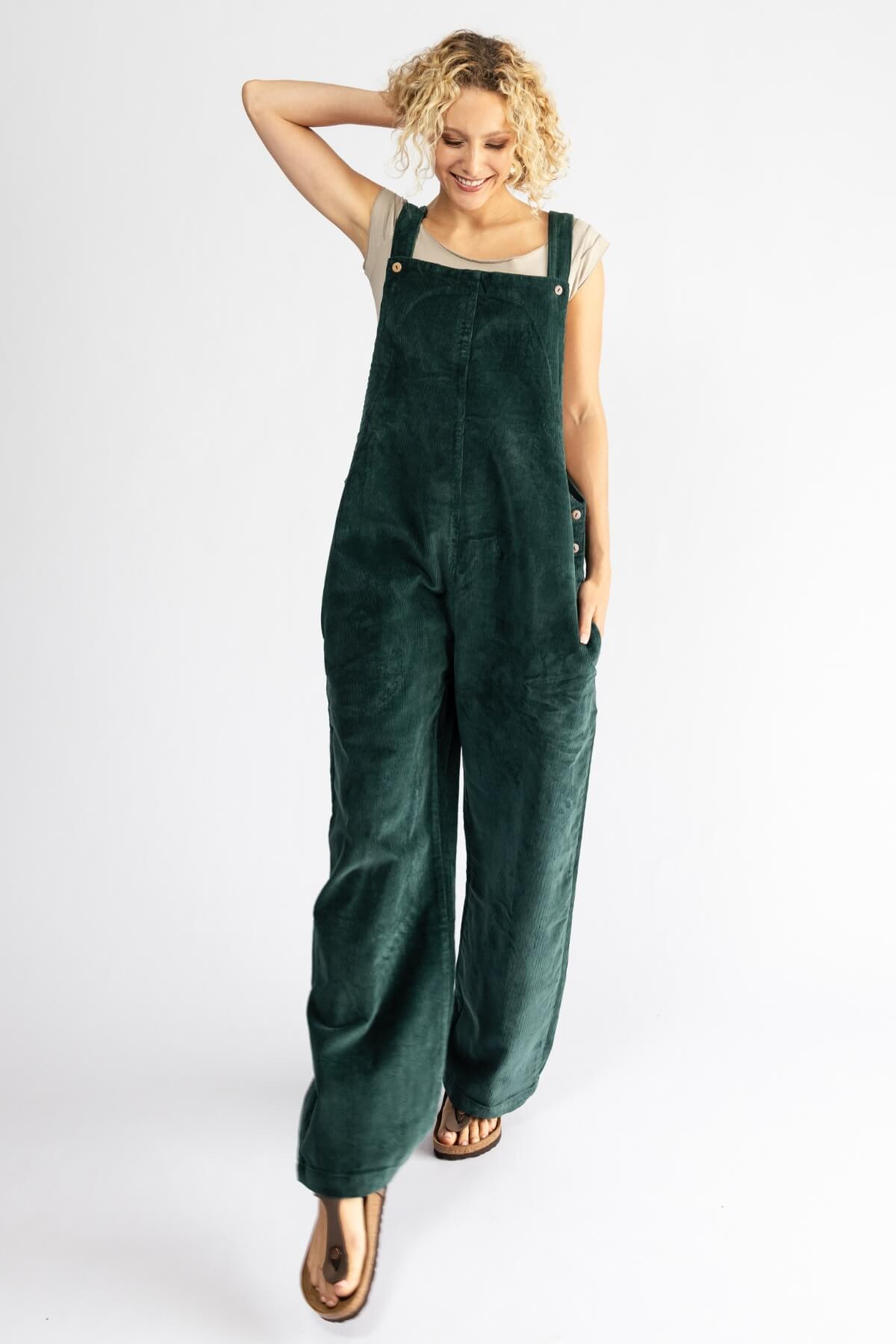 Surya Cotton Corduroy Overalls made in Nepal - Midnight Teal