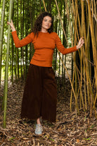 Surya Australia Ethical Cotton Corduroy Palazzo Pants made in Nepal - Walnut