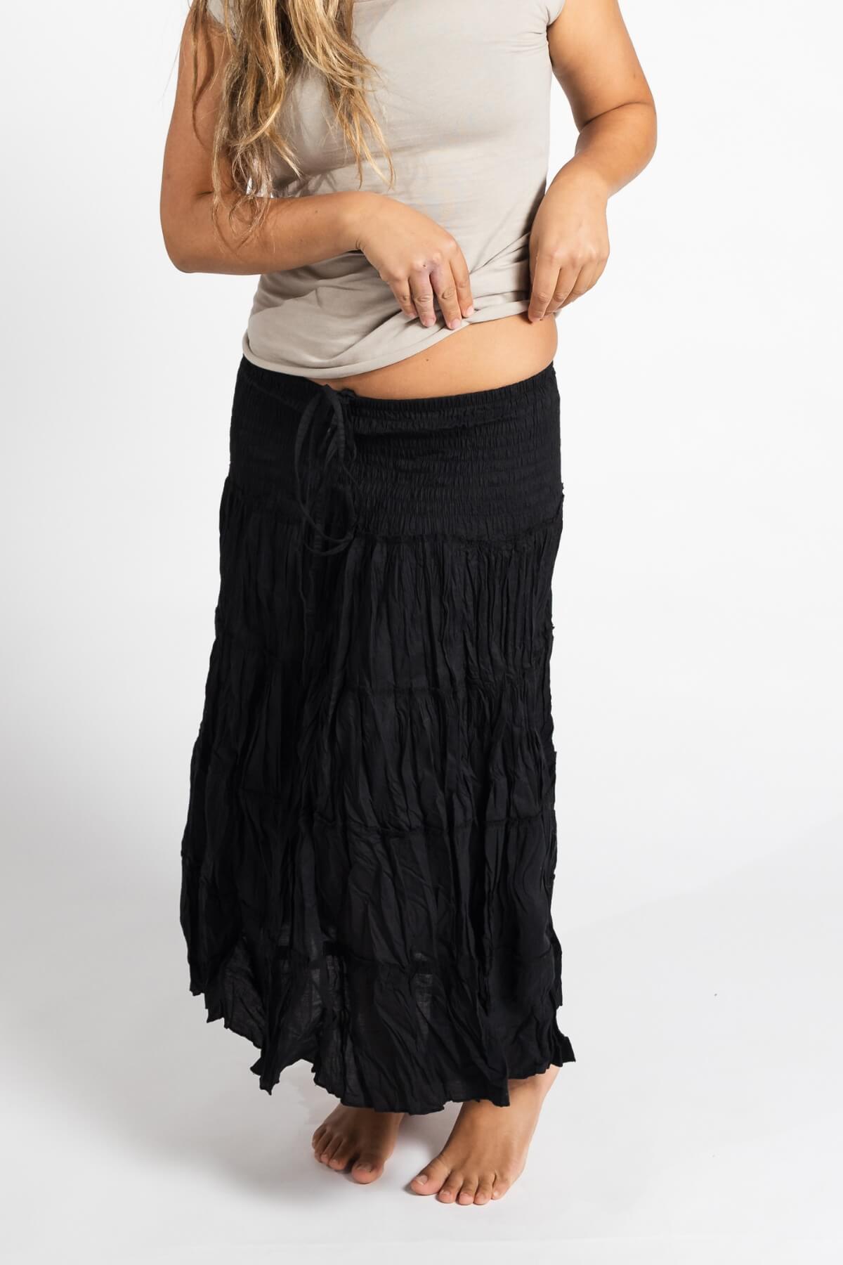 Surya Ethical Cotton 'Franti' Skirt made in Nepal - waistband detail