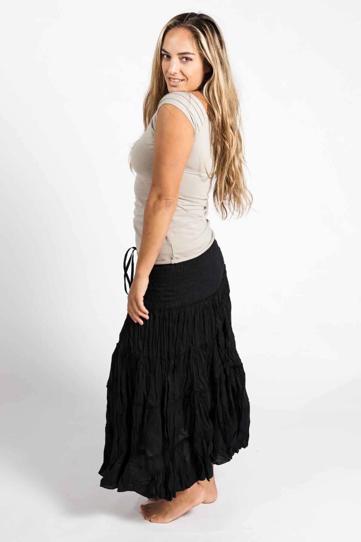 Surya Ethical Cotton 'Franti' Skirt made in Nepal - left side view