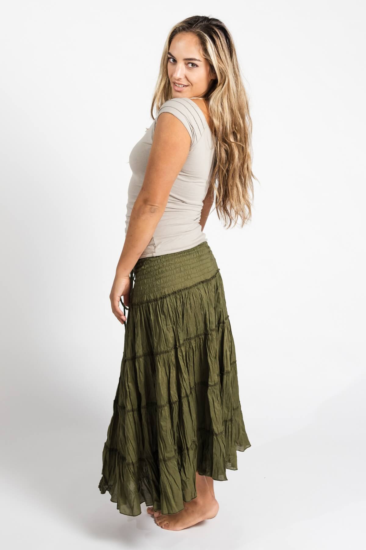 Surya Ethical Crinkle Cotton 'Franti' Skirt - left side view