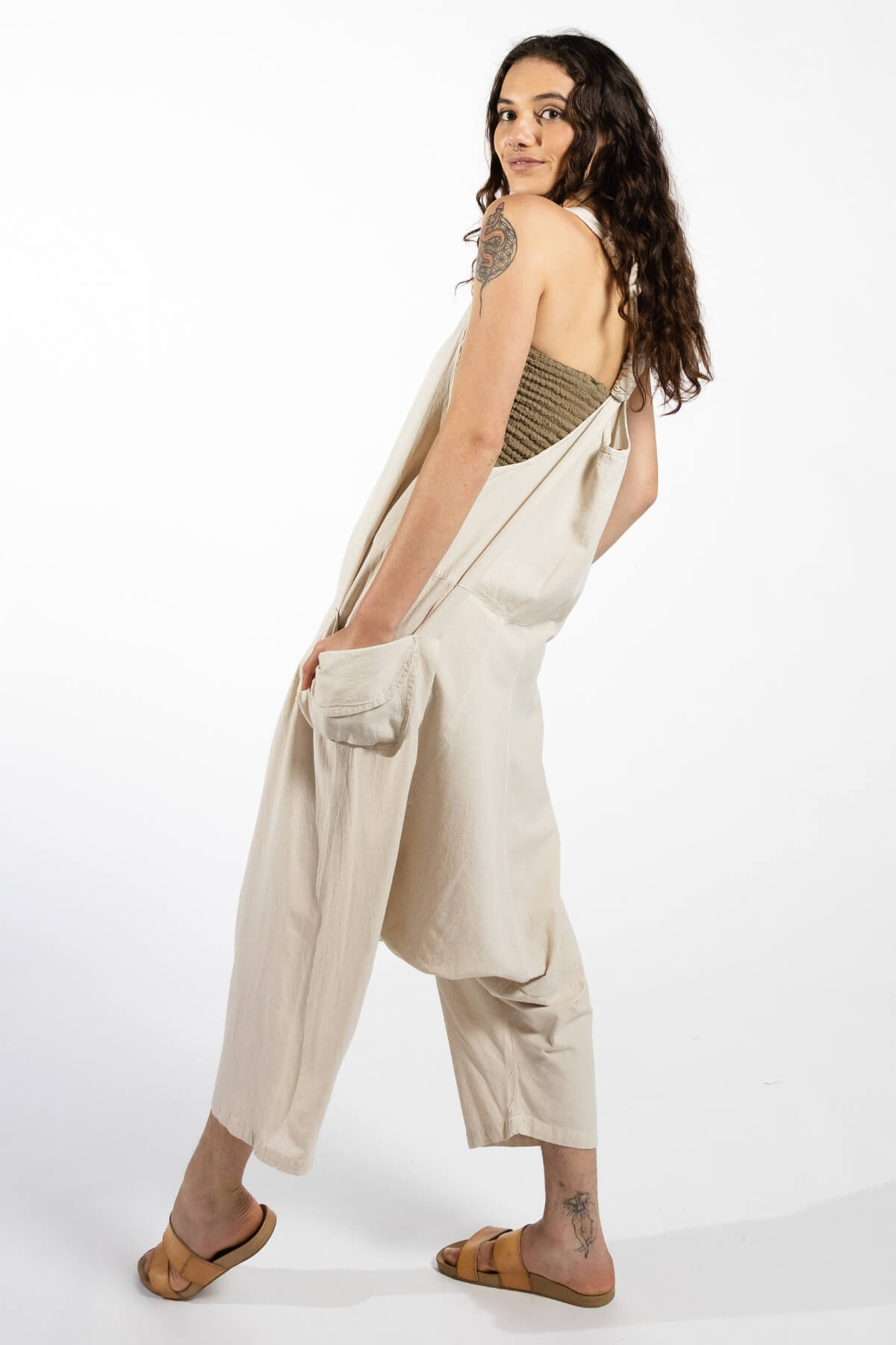 Surya Ethical Cotton 'Bahini' Overalls made in Nepal - left side view