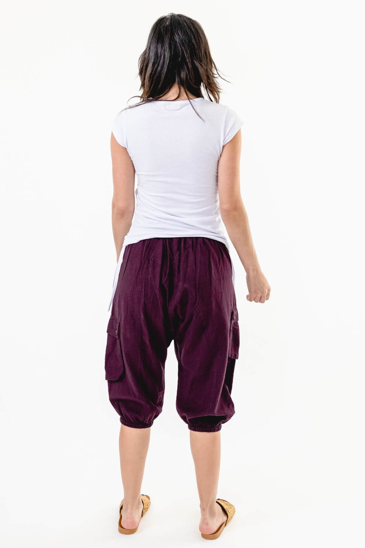 Surya Australia Ethical Cotton Drop Crotch Shorts made in Nepal - Wine