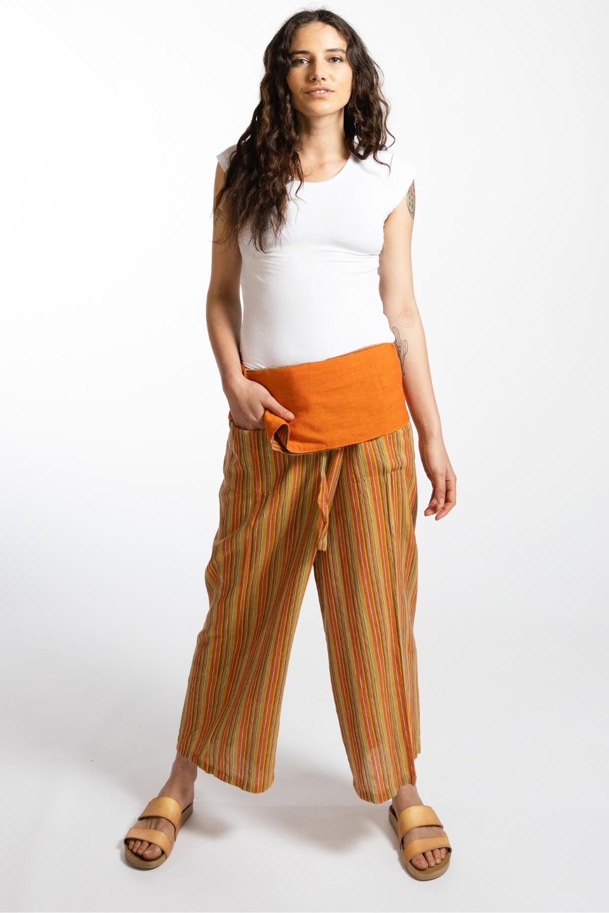 Surya Australia Ethical Cotton Thai Fisherman Pants - Orange