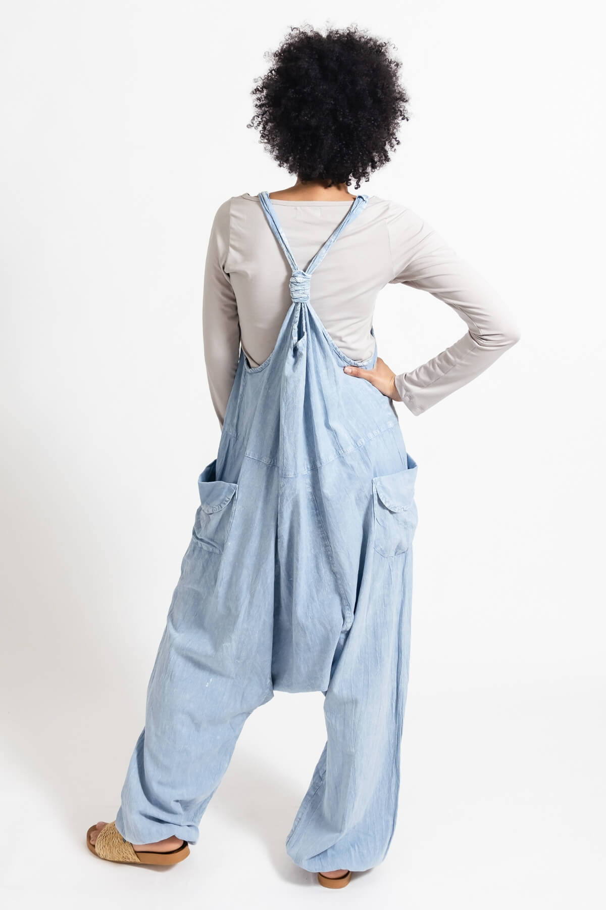 Surya Ethical Cotton Drop Crotch Overalls made in Nepal - rear view