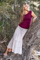 Surya Ethical Crinkle Cotton Skirts made in Nepal - Oatmeal