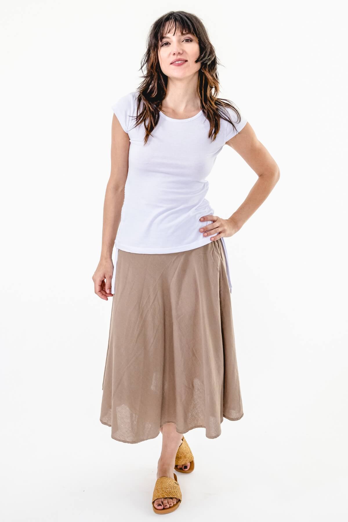 Surya Ethical Cotton 'Rosa' Skirt from Nepal - sand