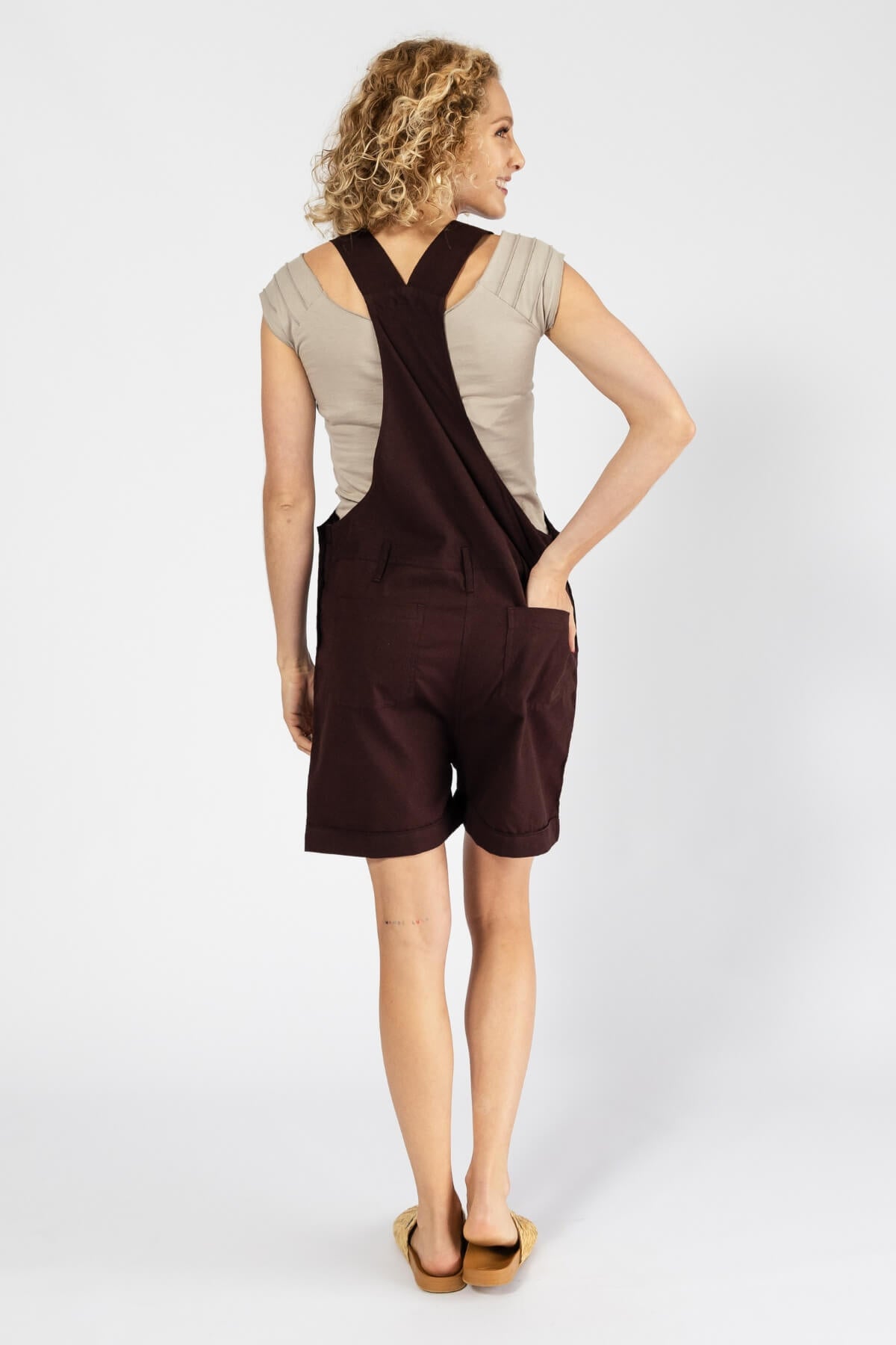 Surya Cotton Short Overalls (Dungarees) made in Nepal - Chocolate