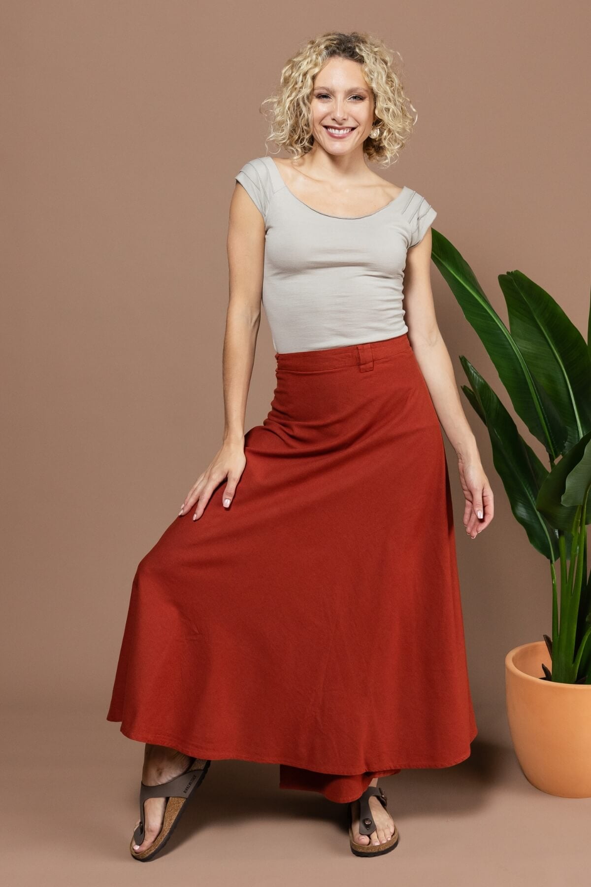 Surya Australia Ethical Cotton Wrap Skirt made in Nepal - Rust