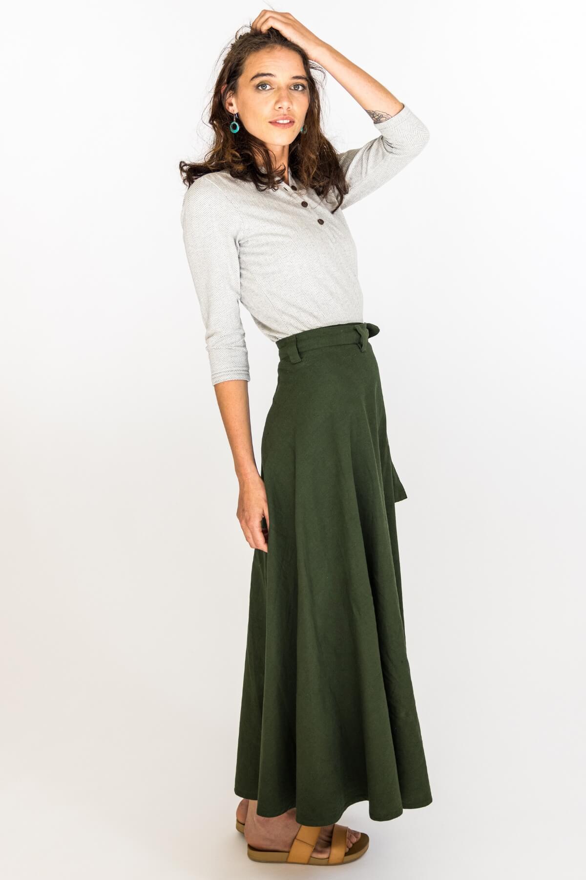 Surya Ethical Cotton Wrap Skirt made in Nepal - right side view