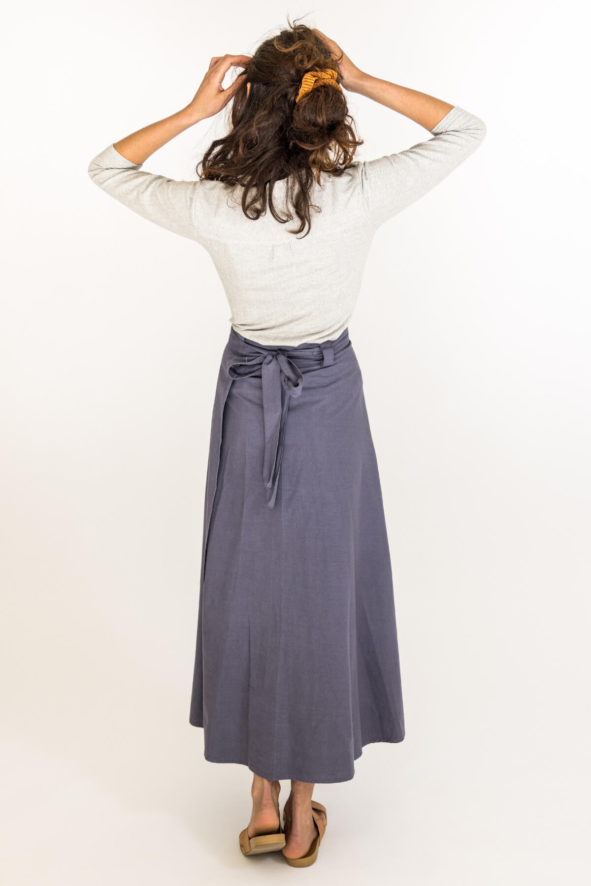 Surya Ethical Cotton Maxi Wrap Skirt made in Nepal - rear view