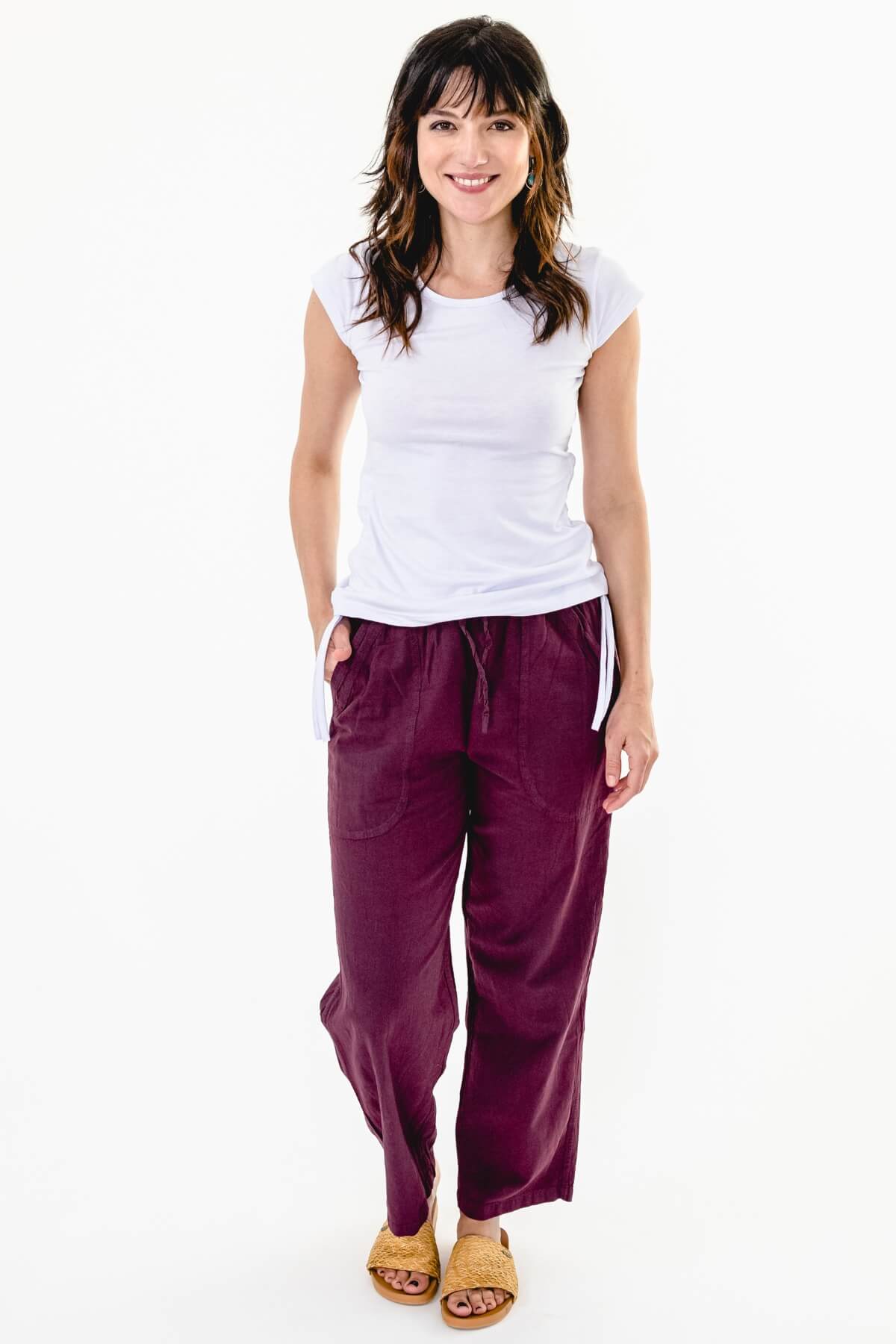 Surya Australia Ethical Cotton 'Dani' Pants made in Nepal - Wine