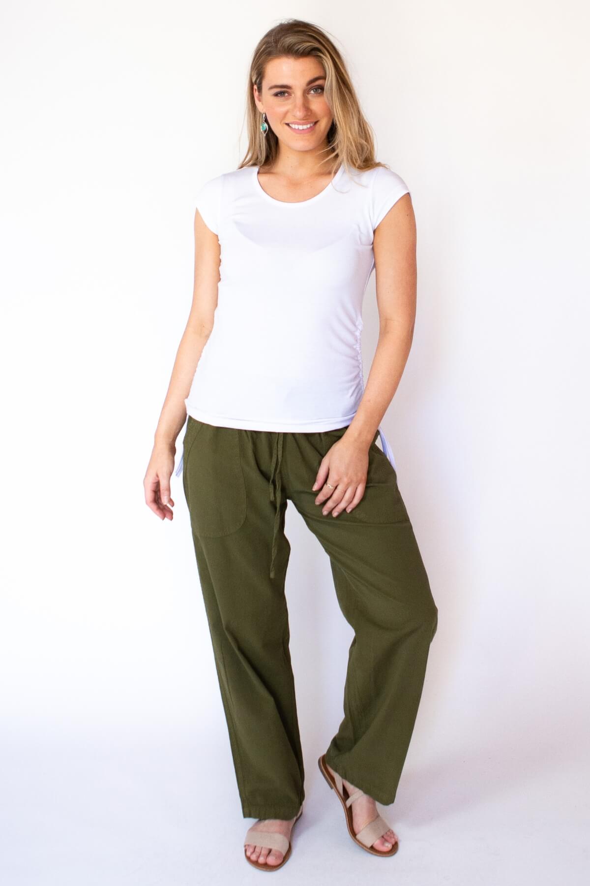 Surya Australia Ethical Cotton Loose Pants from Nepal - Green