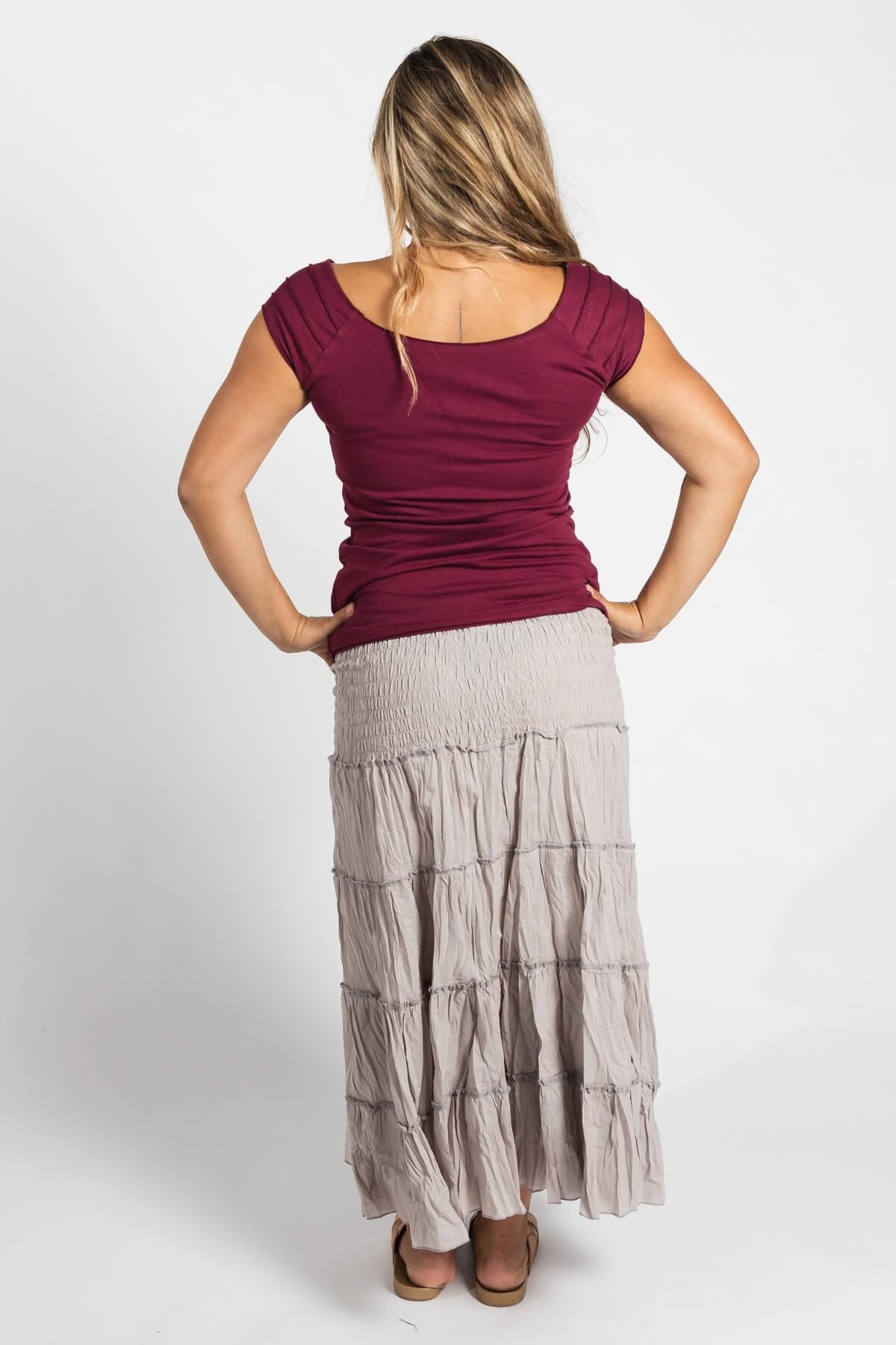 Surya Ethical Crinkle Cotton Skirt made in Nepal - rear view