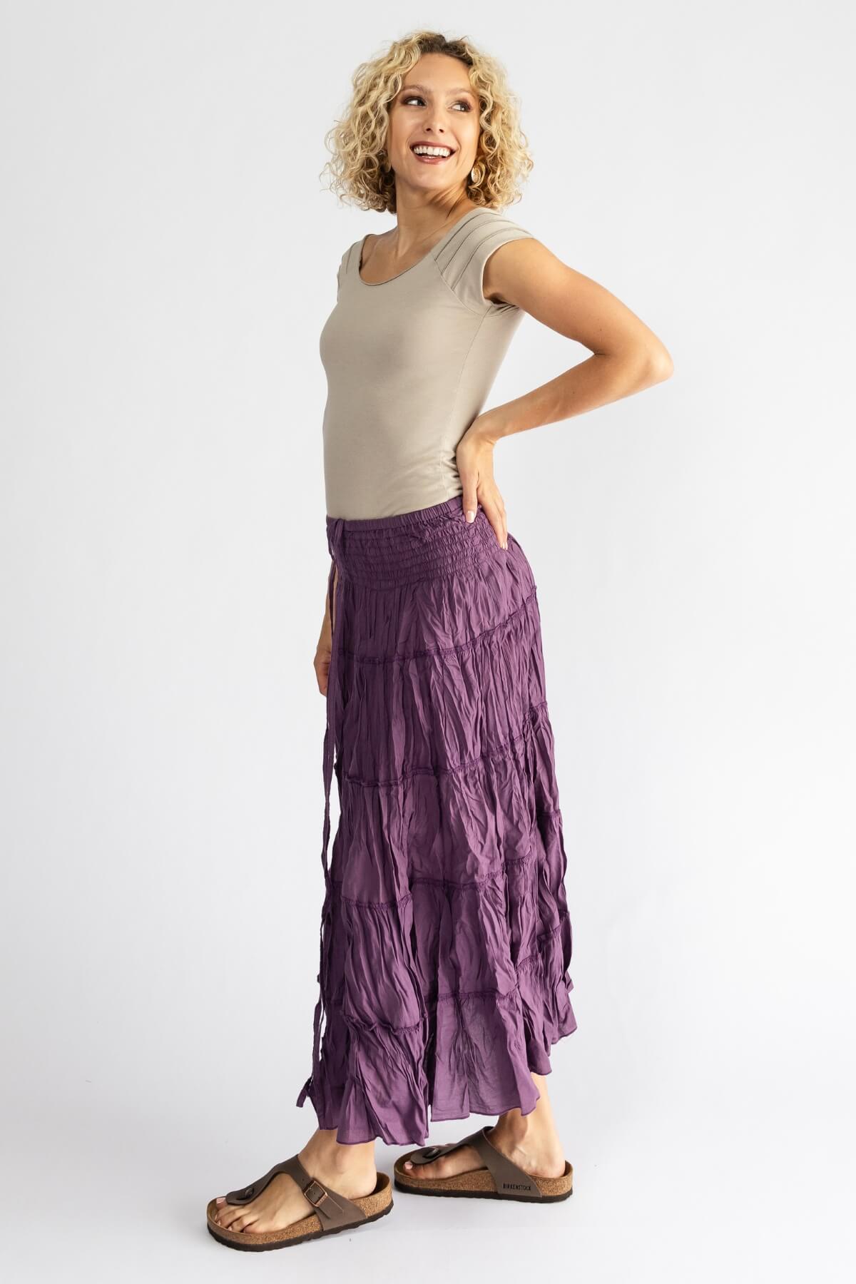 Surya Australia Ethical Cotton 'Franti' Skirt made in Nepal - Lilac