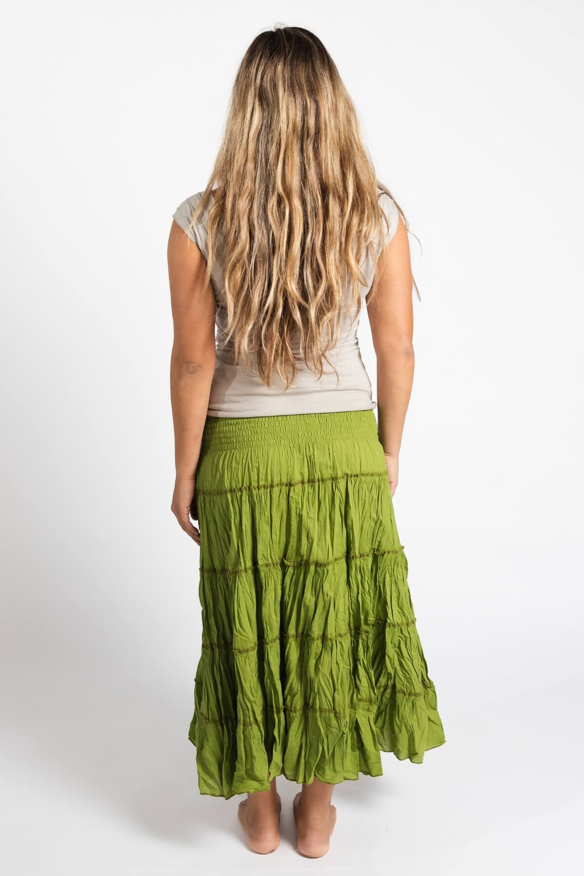 Surya Ethical Crinkle Cotton Skirt made in Nepal - rear view