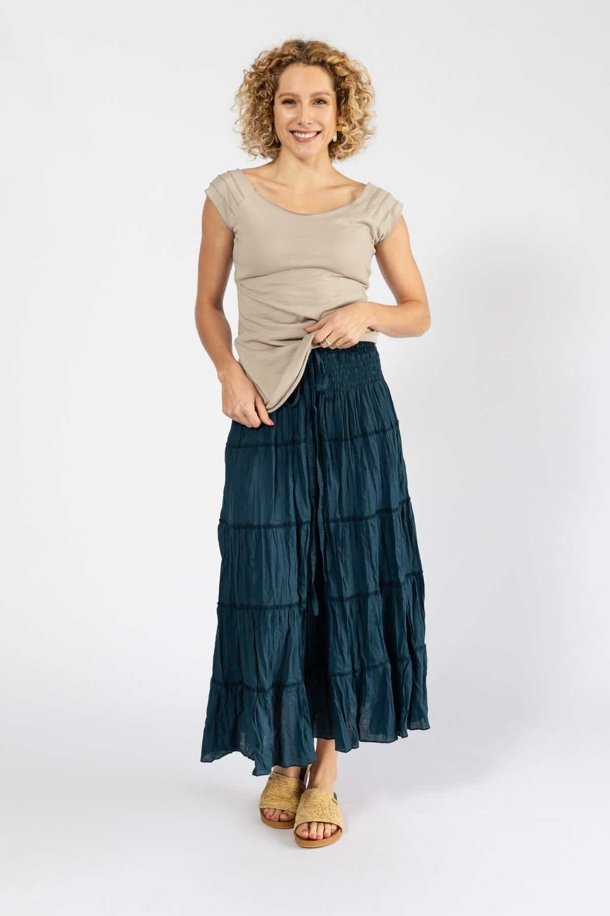 Surya Ethical Crinkle Cotton 'Franti' Skirt made in Nepal