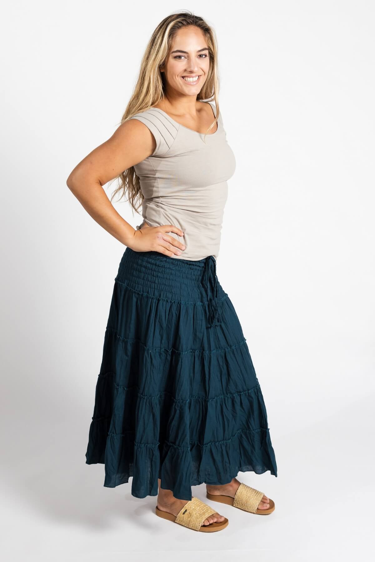 Surya Ethical Crinkle Cotton Skirts made in Nepal - One size fits most