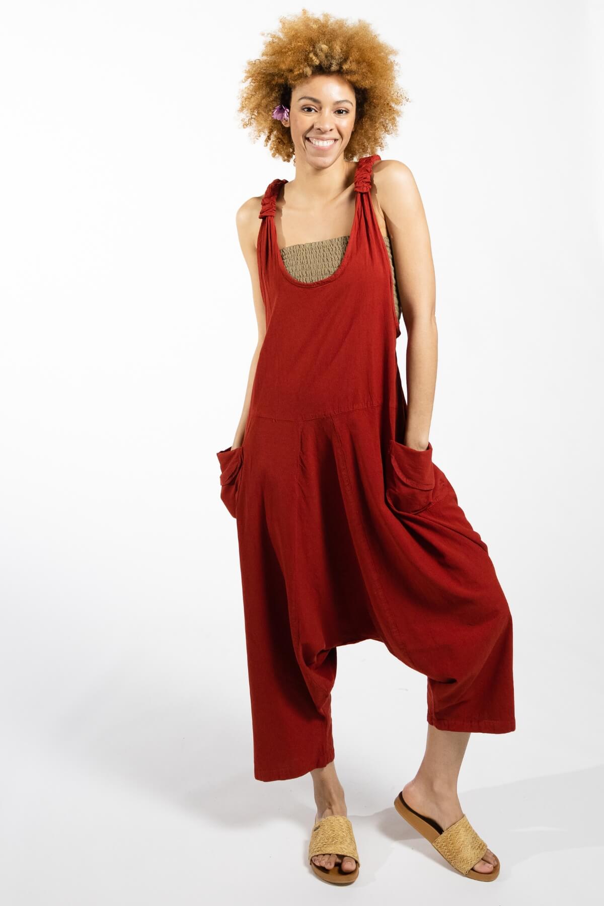 Surya Ethical Cotton 'Bahini' Overalls Dungarees made in Nepal - Rust