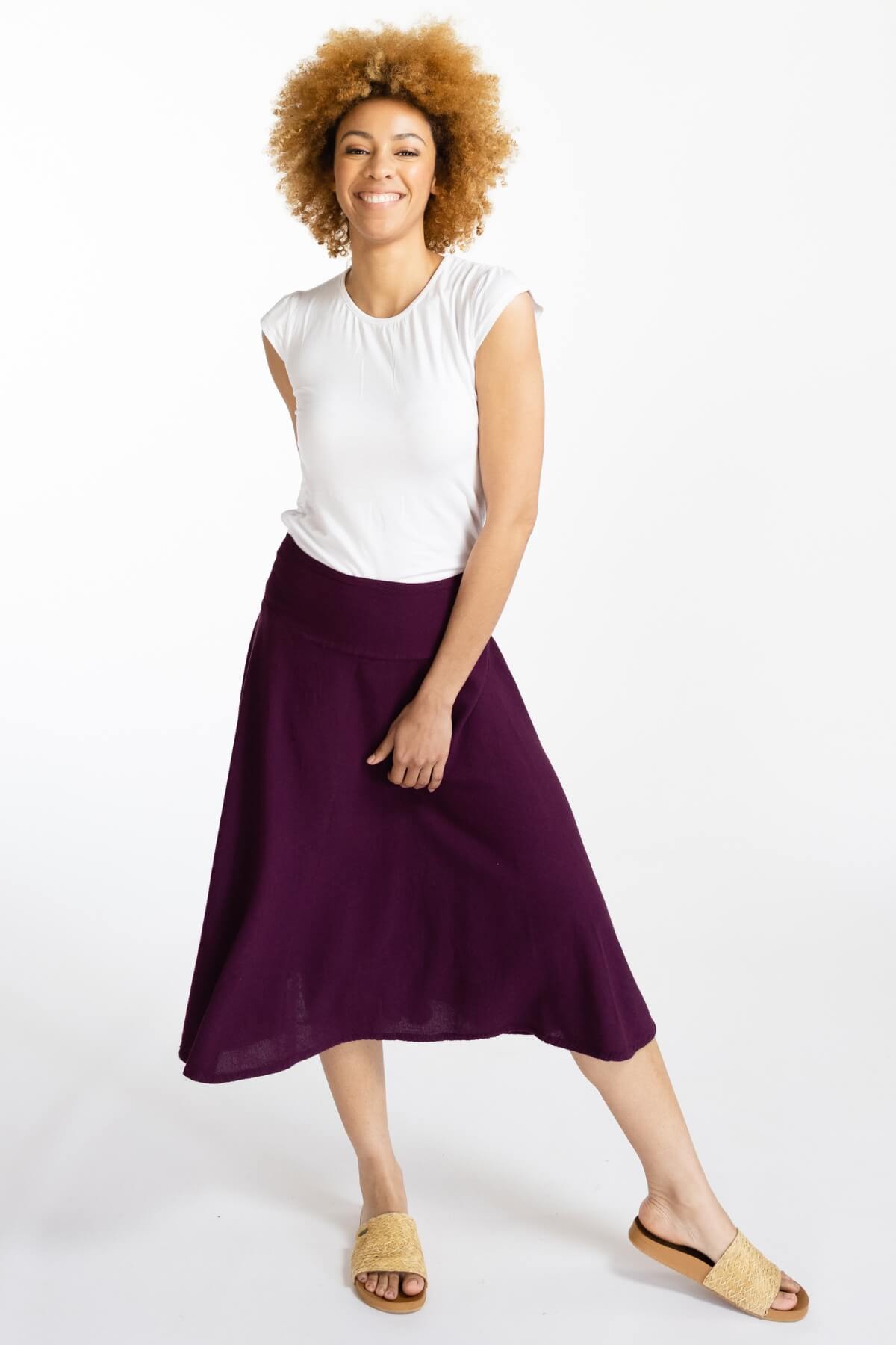 Surya Ethical 'Rosa' Skirt made in Nepal - Wine