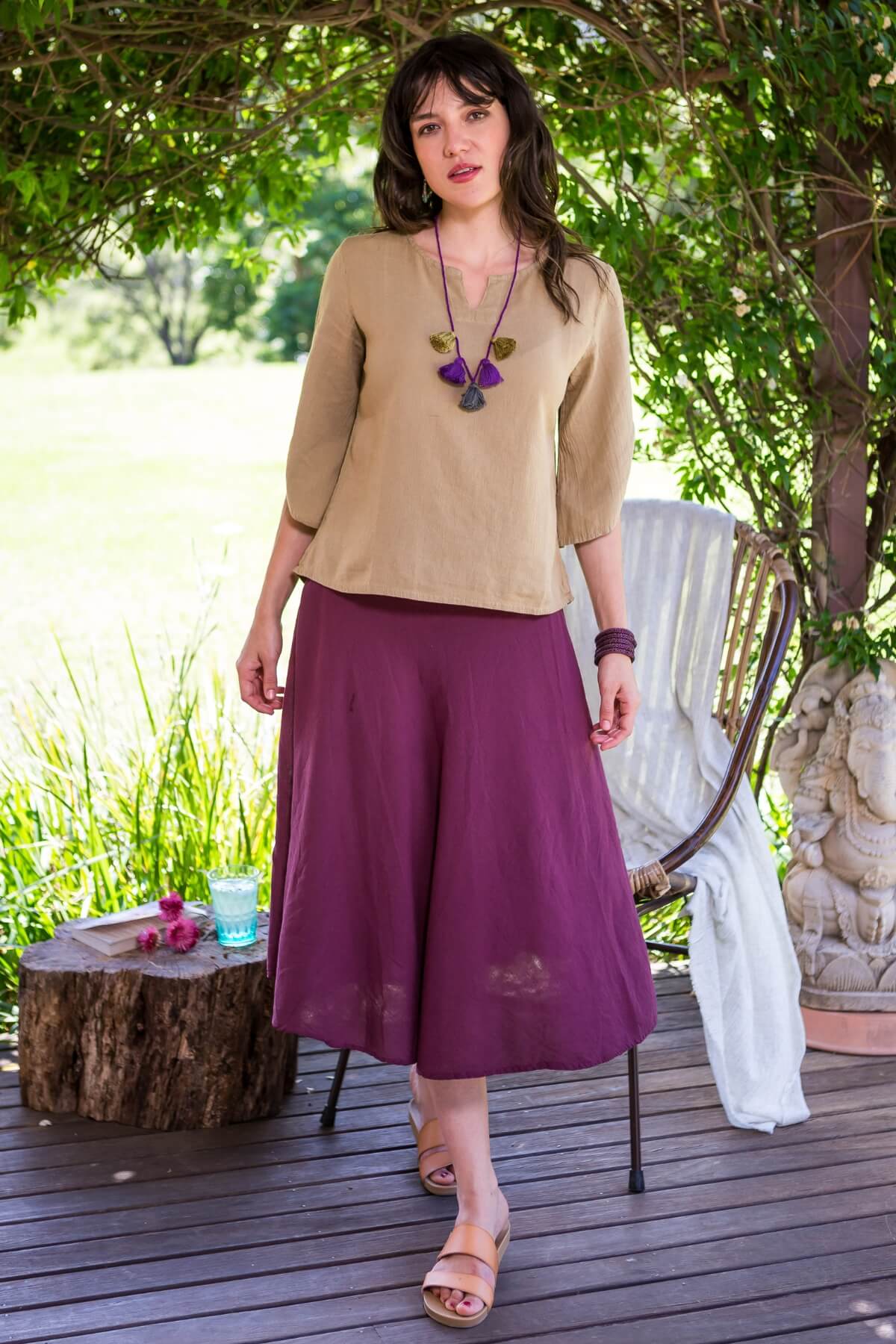 Surya Ethical 'Rosa' Skirts made in Nepal - Wine