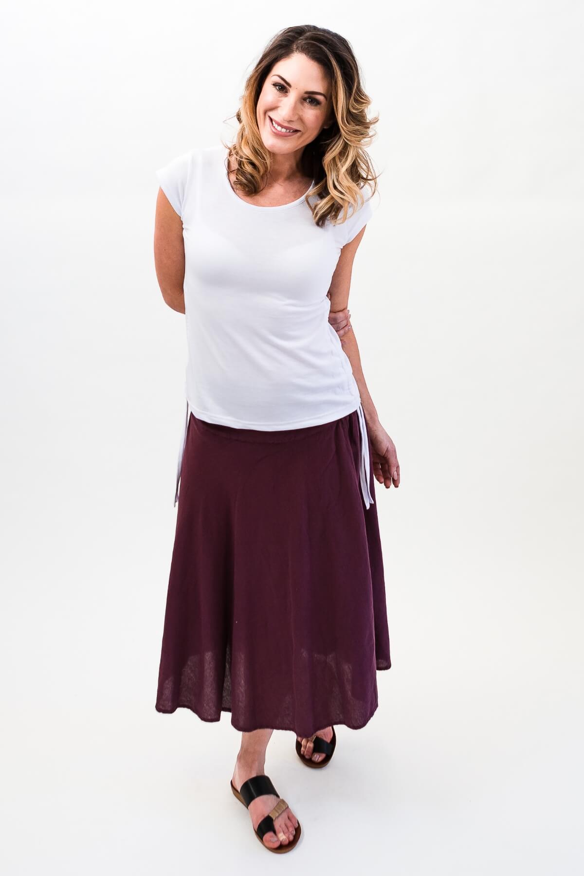 Surya Ethical Everyday Skirt made in Nepal - Wine