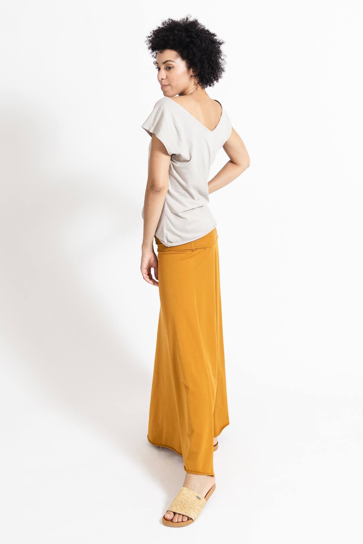 Surya Organic Cotton Maxi Skirt made in Nepal - left side view