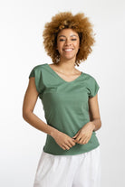 Surya Australia Ethical Organic Cotton V-neck 'Mimi' Top - Ocean