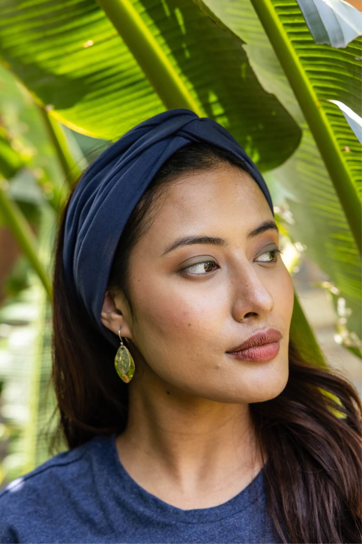 Surya Organic Cotton Front Knot Headband made in Nepal - Cobalt