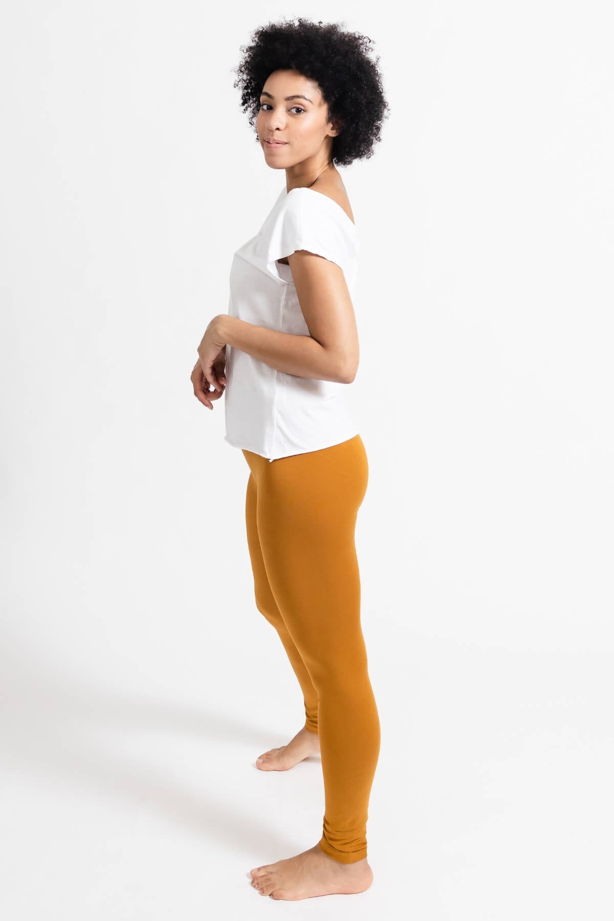 Surya Australia Organic Cotton Leggings made in Nepal - Turmeric