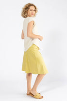 Surya Organic Cotton Mantra Print Skirt made in Nepal - Lemon