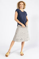 Surya Organic Cotton Mantra Print Skirt made in Nepal - Oatmeal