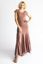 Surya organic cotton 'Wild Rose' maxi dress made in Nepal - Dusty Mauve