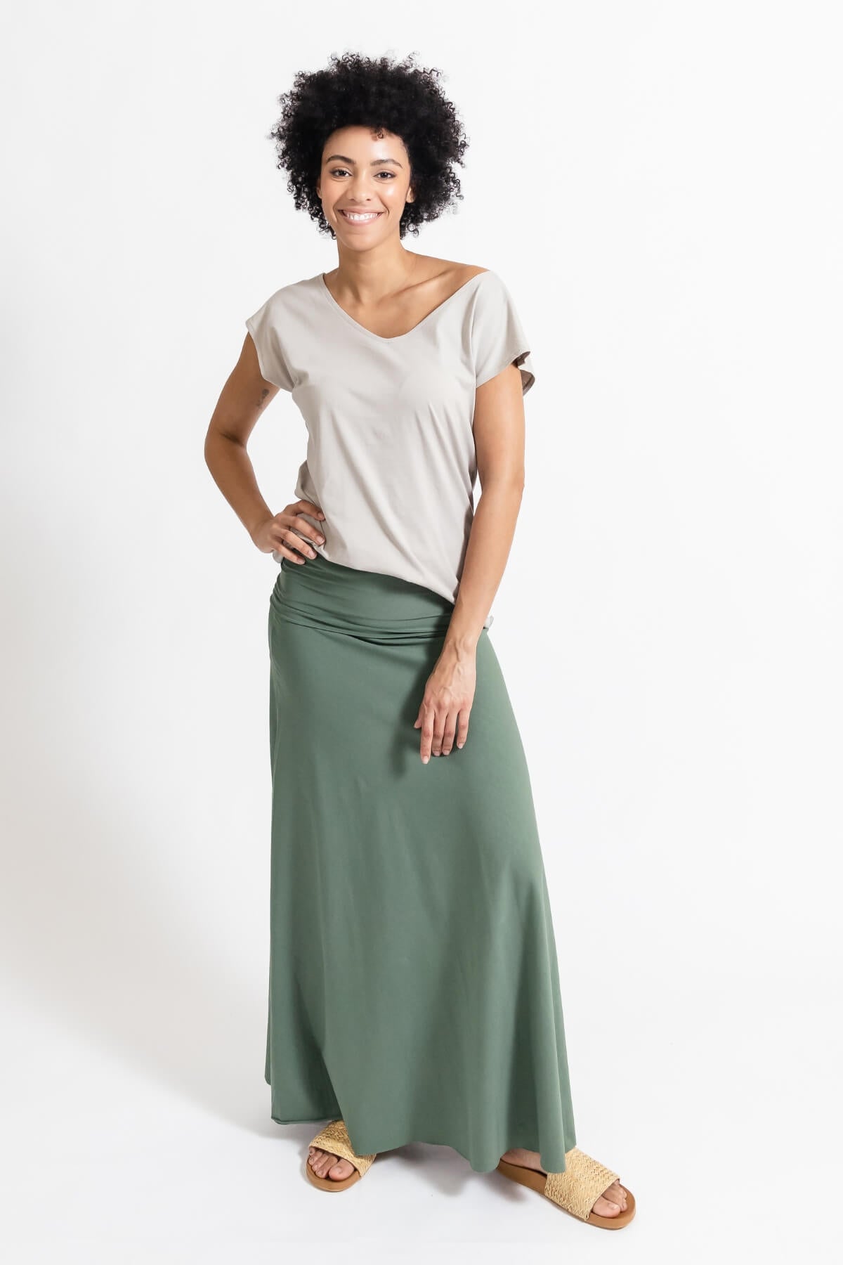 Surya Ethical Organic Cotton Maxi Skirt made in Nepal - Ocean