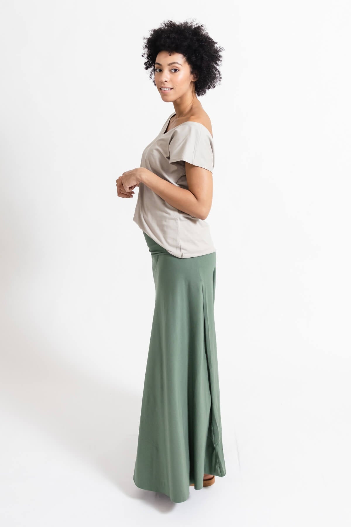 Surya Ethical Organic Cotton Maxi Skirt made in Nepal - left side view