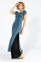 Surya Organic Cotton 'Sarita' Dress made in Nepal - Dusty Blue