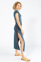 Surya Organic Cotton 'Sarita' Dress made in Nepal - Dusty Blue