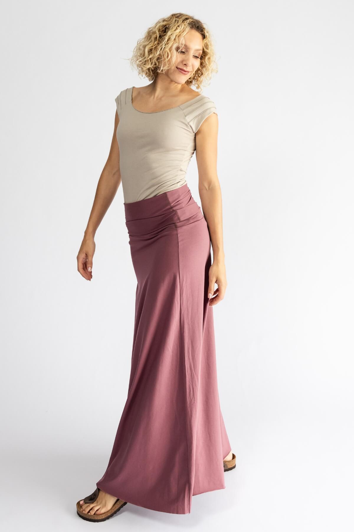 Surya Organic Cotton 'Sonder' Skirt made in Nepal - Dusty Mauve