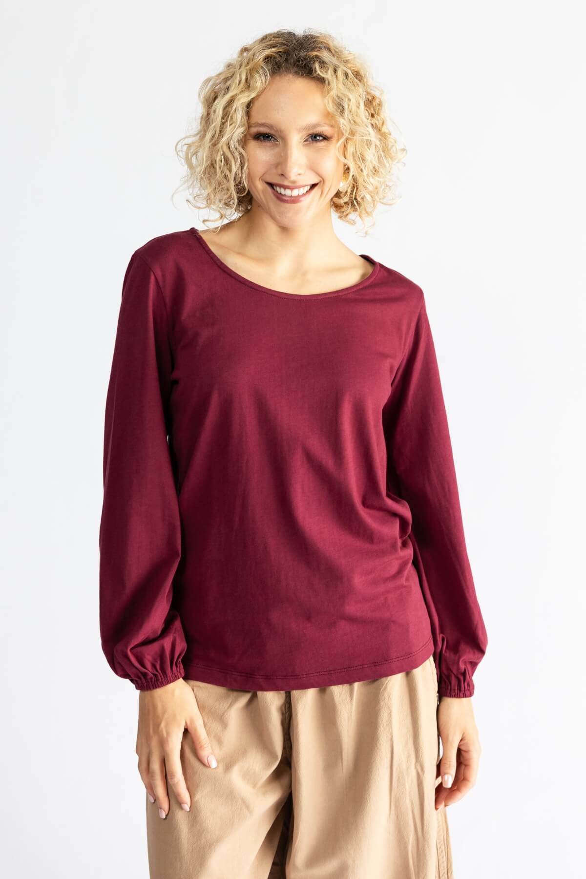 Surya The Label Ethical Organic Cotton 'Zoé' Top made in Nepal - Berry