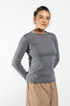 Surya Ethical Ribbed Cotton Long Sleeve Top - right side view