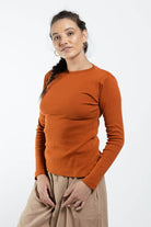 Surya Ethical Ribbed Cotton Long Sleeve Top - left side view