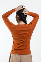 Surya Ethical Ribbed Cotton Long Sleeve Top - rear view